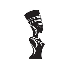 Nefertiti's Embrace: Silhouetted Embraces of Egypt's Queen, Enveloped in Timeless Beauty - Nefertiti Illustration - Nefertiti Vector - Queen of Egypt Silhouette
