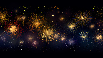 Naklejka premium Beautiful fireworks background at night for holiday decoration