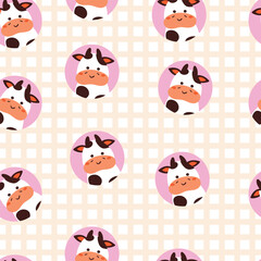 seamless pattern cartoon cow. cute animal wallpaper illustration for gift wrap paper