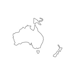 Oceania map vector outline, Easy and smooth style. 