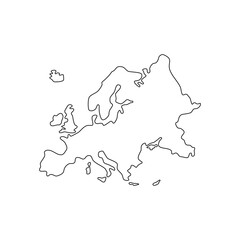 Europe map vector outline, Easy and smooth style. 