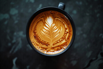 Closeup view from above of a coffee 