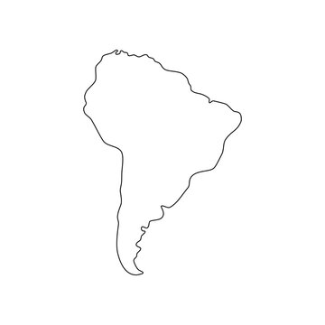 South America map vector outline, Easy and smooth style. 