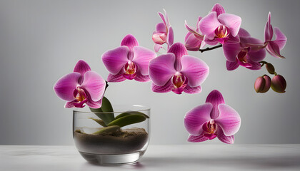 Fototapeta na wymiar pink orchid in clear glass