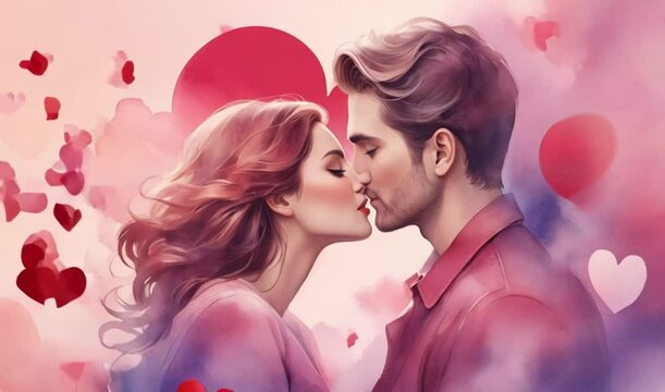 couple kissing ,Make your Valentine's Day marketing stand out with a range of stylistic renderings that capture the essence of love. From dreamy watercolors to bold and graphic designs, 
