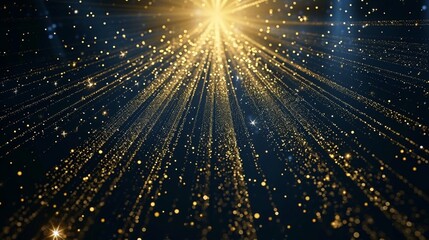 Dark Indigo Golden Royal Awards Graphics Background. Lines Growing Elegant Shine Spark. Luxury Premium Corporate Abstract Design Template. Center LED Screen Visual. Lights Fireworks.