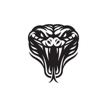 Shadows in Slumber: Snake Face Silhouette Series Evoking a Sense of Tranquil Repose in Reptilian Beauty - Snake Illustration - Snake Vector
