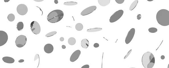 Cascading Celebration: Striking 3D Illustration Showcasing an Abundance of silver Confetti