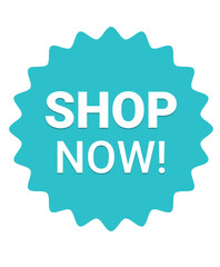 Vibrant green shop now label - Isolated on White Background | Vector Illustration