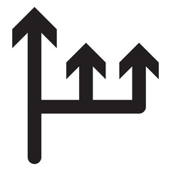 Three-way direction arrow icon. black arrow icon. 11:11