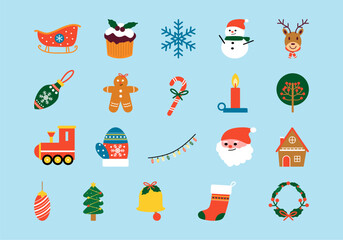Fototapeta na wymiar Festive Christmas Illustration Element Set