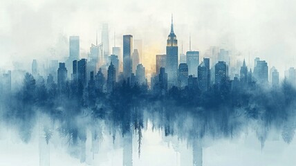 abstract city skyline seamless tile stock illustration wallpaper design of a new, high-quality,...