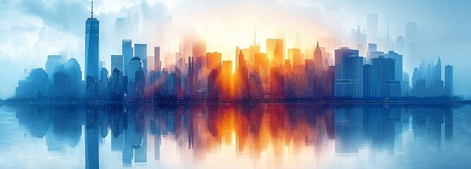 abstract city skyline seamless tile stock illustration wallpaper design of a new, high-quality, international metropolis
