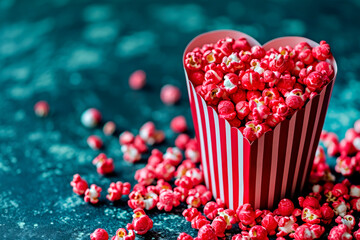 pink sweet popcorn in box - obrazy, fototapety, plakaty