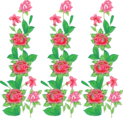 Rolgordijnen pattern with red roses Seamless pattern pink bougainvillea flowers with green leaves © MdRipon