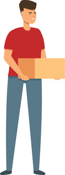 Post office worker icon cartoon vector. Cargo delivery. Card laborer
