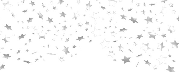 Group of silver stars isolated on white background.