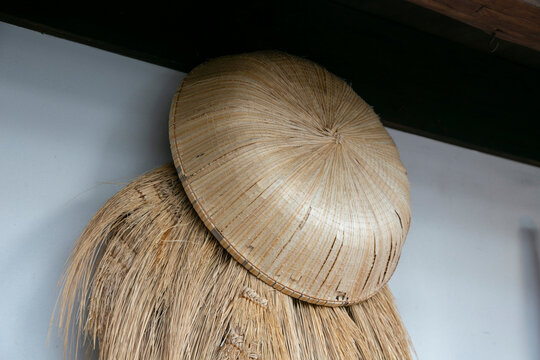 Japanese sandals, cape and hat handmade from straw from the countryside of the Niigata region in northern Japan.