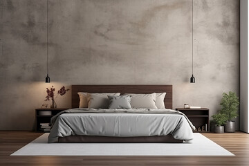 Home mockup, modern bedroom interior background