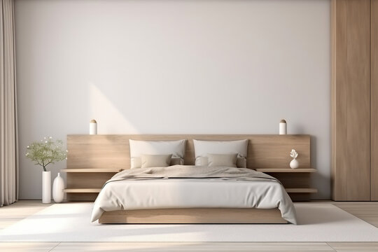 Home mockup, modern bedroom interior background