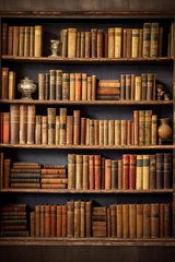 Foto op Plexiglas Large collection of old books on wooden shelves © wolfhound911