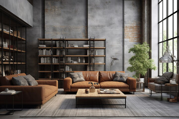 Obrazy na Plexi  Living room loft in industrial style