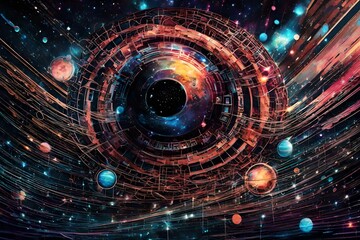 Fototapeta premium Cosmic Techno Threads