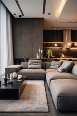 Luxury modern apartment with comfortable pillow decor