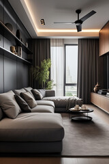 Modern apartment with comfortable sofa and decor