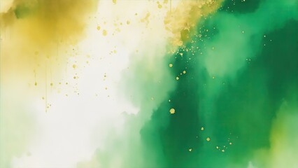 Modern gold and Green textured watercolor art abstract background