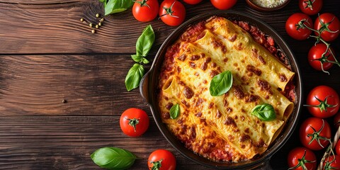 Italian pasta cannelloni , vegetarian option , Italian cuisine , balanced lunch , wallpaper , background.