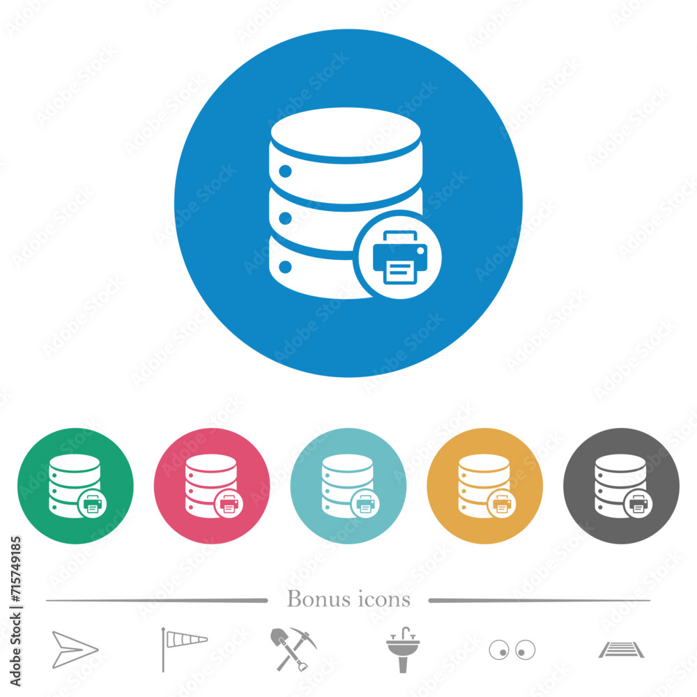 Poster print database data flat round icons