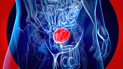 Abstract 3D illustration of the bladder cancer - obrazy, fototapety, plakaty