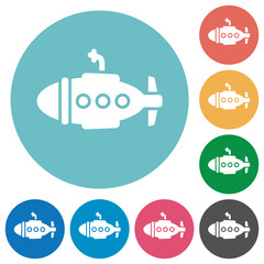 Submarine solid flat round icons