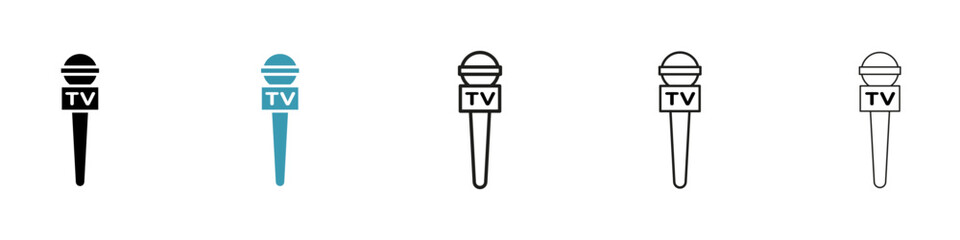 Microphone Vector Icon Set. News Reporter Mike Vector symbol for Ui Designs.