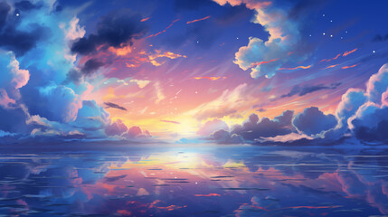 Fototapeta na wymiar Anime Sky Background