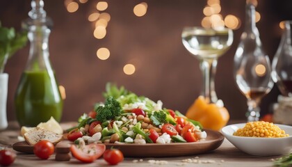 Healthy food for balanced flexitarian mediterranean diet concept