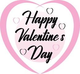 Happy Valentine's Day typography poster with handwritten calligraphy text, presented on a white background. Vector Illustration