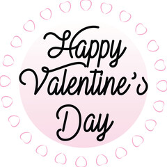 Happy Valentine's Day typography poster with handwritten calligraphy text, presented on a white background. Vector Illustration