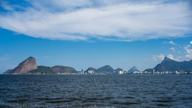 Stunning Timelapse of Iconic Rio de Janeiro Bay with Mountain Horizon