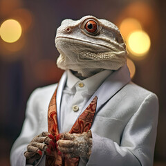 lizard dressed as a pope, ai generated. - obrazy, fototapety, plakaty
