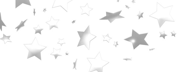 Group of silver stars isolated on white background.