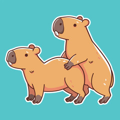 Obraz premium capybara mating vector illustration
