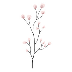 Flower and leaf watercolor illustration for decor and sticker