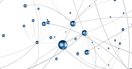 Multi color connected lines and dots network 3d illustration