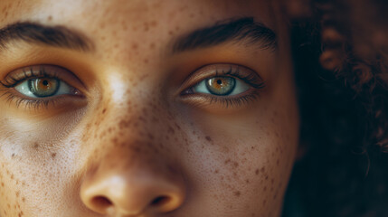 Fototapeta premium Intense Gaze - Portrait of a Freckled Woman 