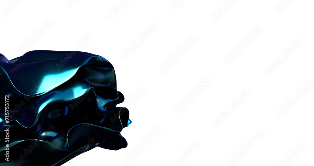 Poster blue wave abstract background 3d rendering flat design style