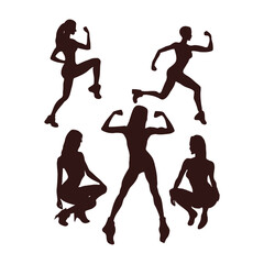 Silhouettes of women in powerful and confident poses