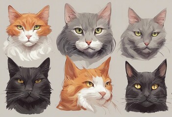 Collection of Adorable Cat Illustrations
