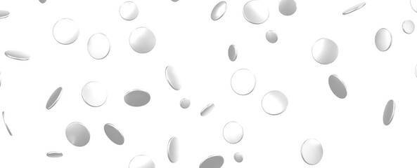 Glorious Cascade: Exquisite 3D Illustration of Glowing silver Confetti